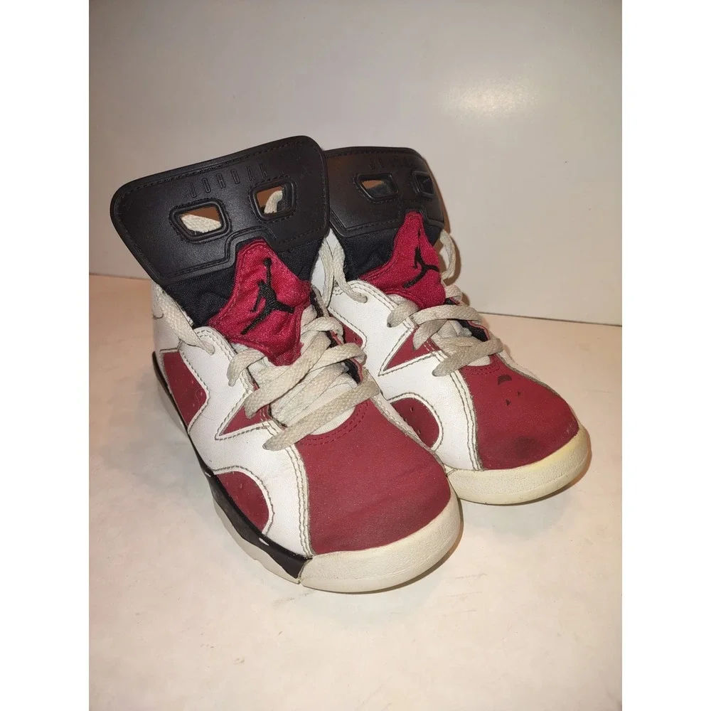 Nike Air Jordan 6 Retro Shoes Size 11c Carmine Red Sneakers Mud Top 384666-106